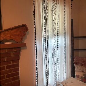 3 panels Geometric Black and White Curtain